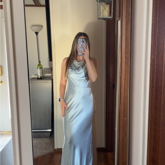 Satin Blue Dress - Picture 3 of 5